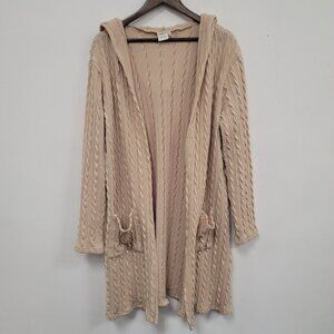 Simple Suzanne Betro Women Long Line Cable Knit Cardigan Size XL Beach Lagenlook